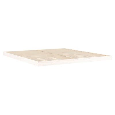 Bed Frame without Mattress White 183x203 cm King Solid Wood Pine Payday Deals