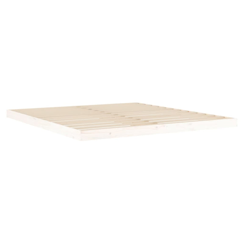 Bed Frame without Mattress White 183x203 cm King Solid Wood Pine Payday Deals