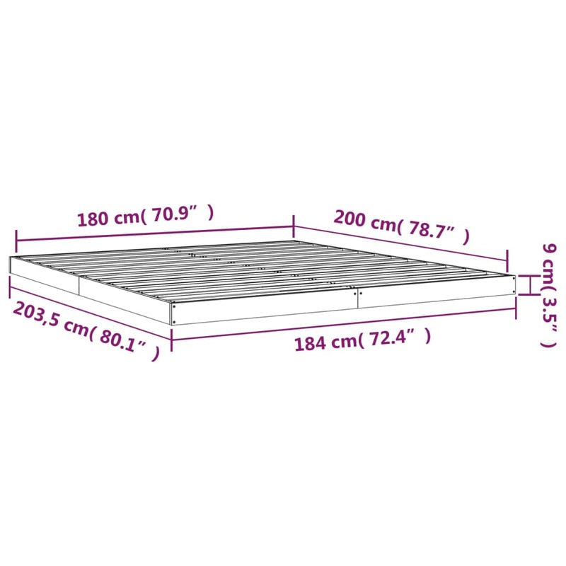 Bed Frame without Mattress White 183x203 cm King Solid Wood Pine Payday Deals