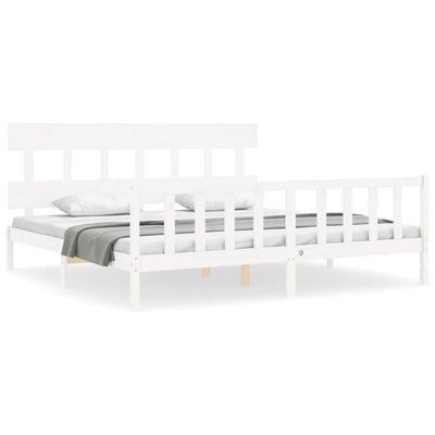 Bed Frame without Mattress White 183x203 cm King Solid Wood Pine Payday Deals