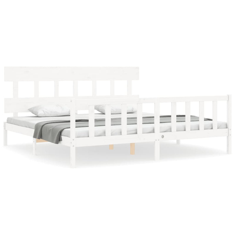 Bed Frame without Mattress White 183x203 cm King Solid Wood Pine Payday Deals