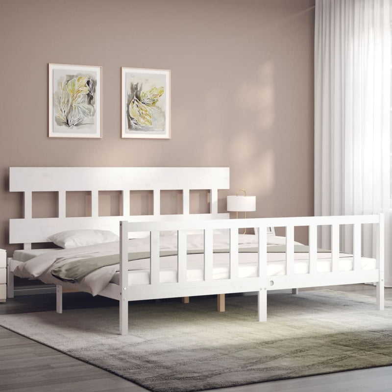 Bed Frame without Mattress White 183x203 cm King Solid Wood Pine Payday Deals