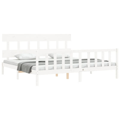 Bed Frame without Mattress White 183x203 cm King Solid Wood Pine Payday Deals