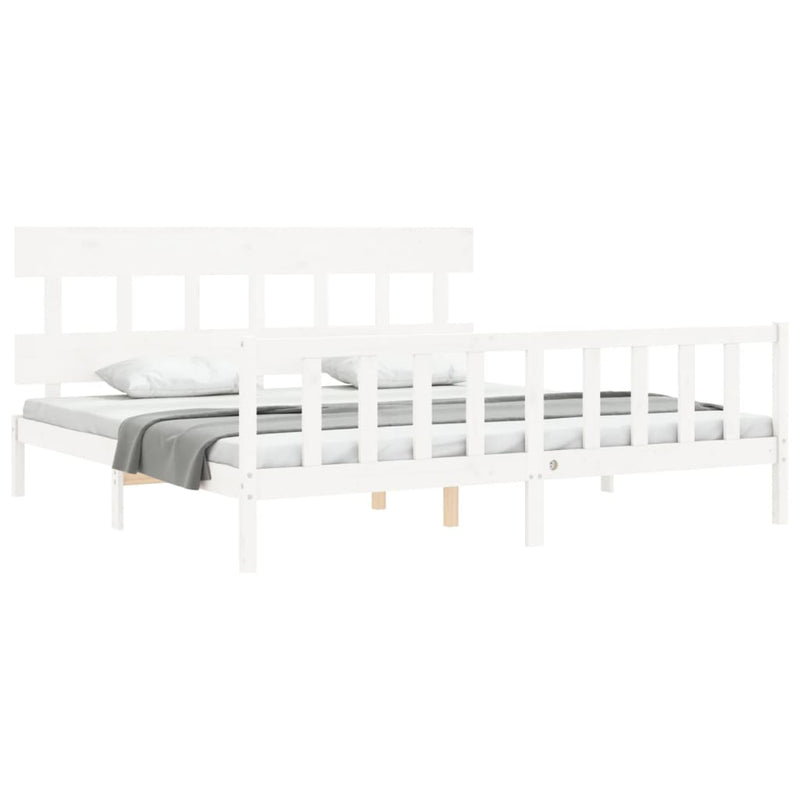 Bed Frame without Mattress White 183x203 cm King Solid Wood Pine Payday Deals