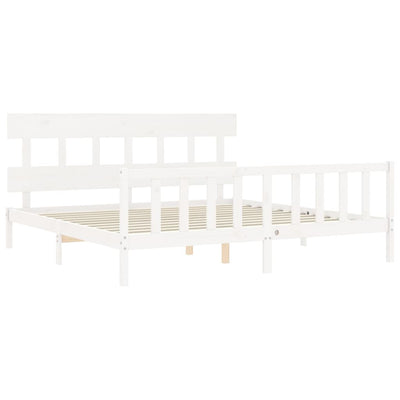 Bed Frame without Mattress White 183x203 cm King Solid Wood Pine Payday Deals