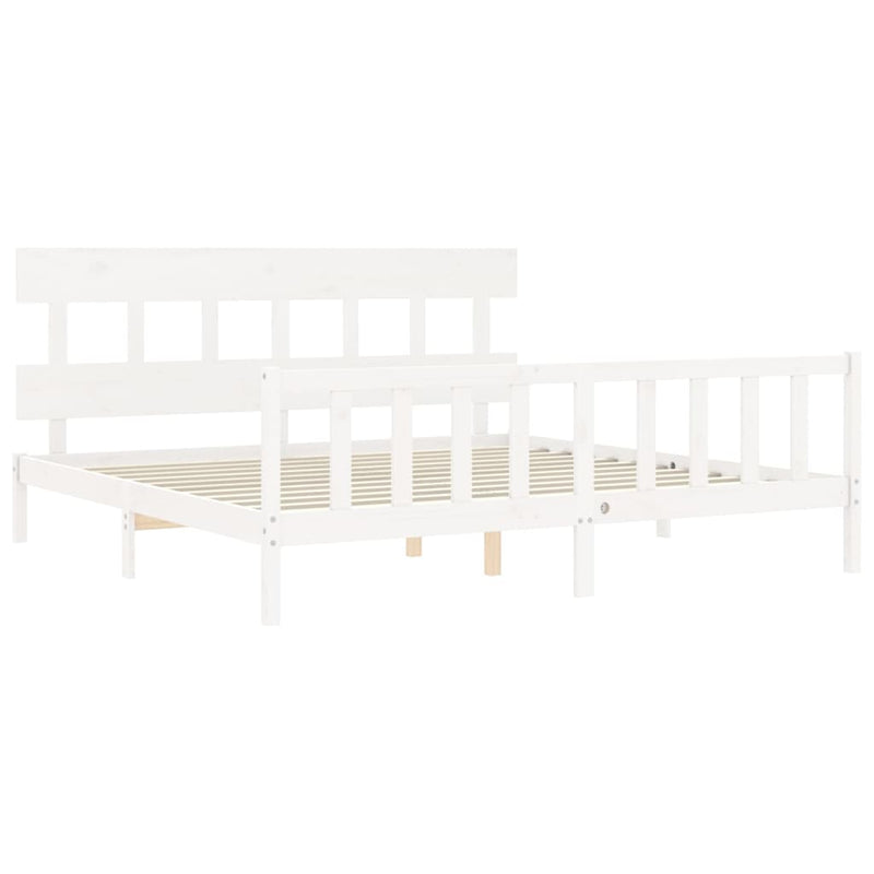 Bed Frame without Mattress White 183x203 cm King Solid Wood Pine Payday Deals
