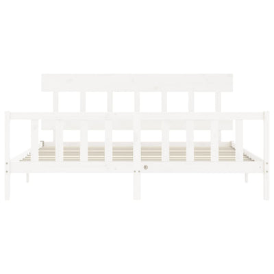 Bed Frame without Mattress White 183x203 cm King Solid Wood Pine Payday Deals