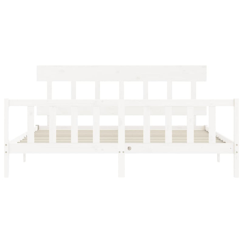 Bed Frame without Mattress White 183x203 cm King Solid Wood Pine Payday Deals