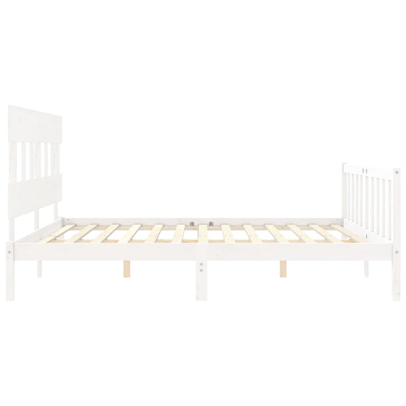 Bed Frame without Mattress White 183x203 cm King Solid Wood Pine Payday Deals