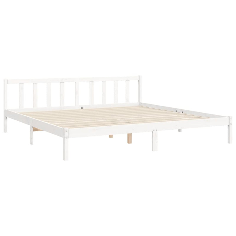 Bed Frame without Mattress White 183x203 cm King Solid Wood Pine Payday Deals