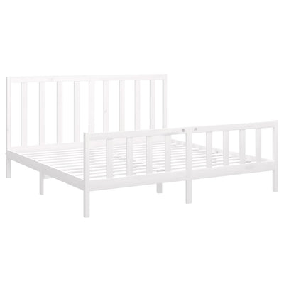 Bed Frame without Mattress White 183x203 cm King Solid Wood Pine Payday Deals