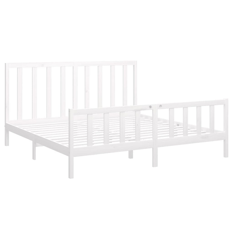 Bed Frame without Mattress White 183x203 cm King Solid Wood Pine Payday Deals