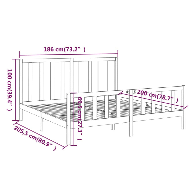 Bed Frame without Mattress White 183x203 cm King Solid Wood Pine Payday Deals