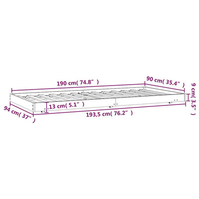 Bed Frame without Mattress White 90x190 cm Solid Wood Pine Payday Deals