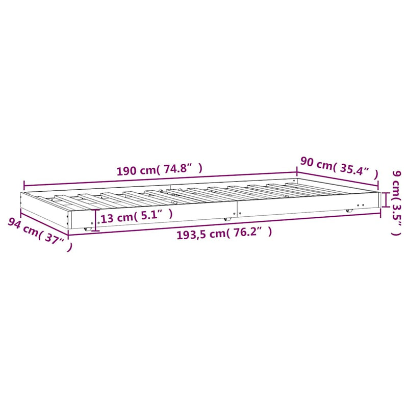 Bed Frame without Mattress White 90x190 cm Solid Wood Pine Payday Deals