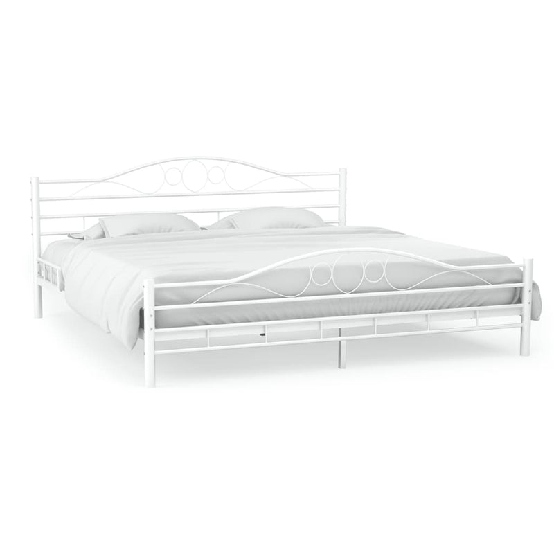 Bed Frame without Mattress White Metal 137x187 cm Double Payday Deals