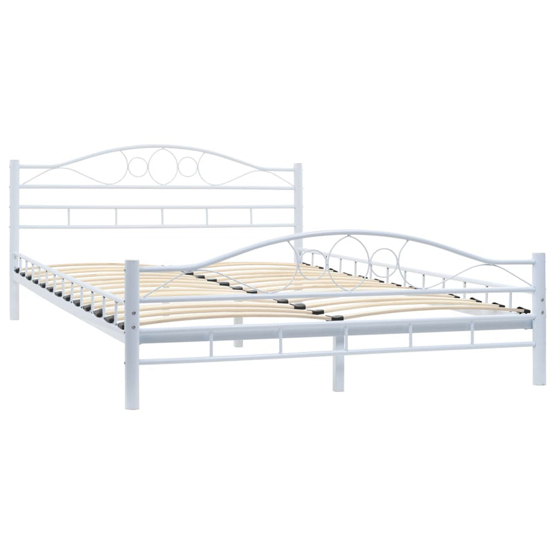 Bed Frame without Mattress White Metal 137x187 cm Double Payday Deals