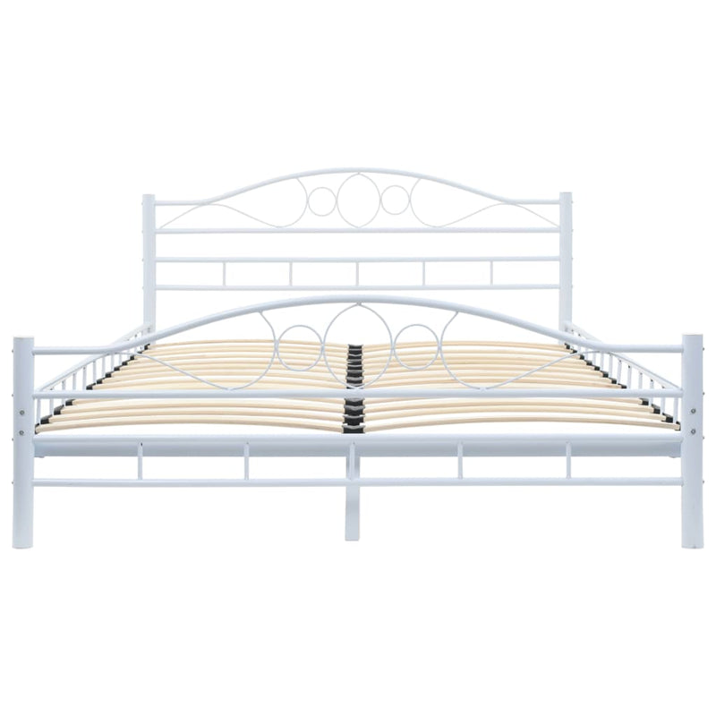 Bed Frame without Mattress White Metal 137x187 cm Double Payday Deals