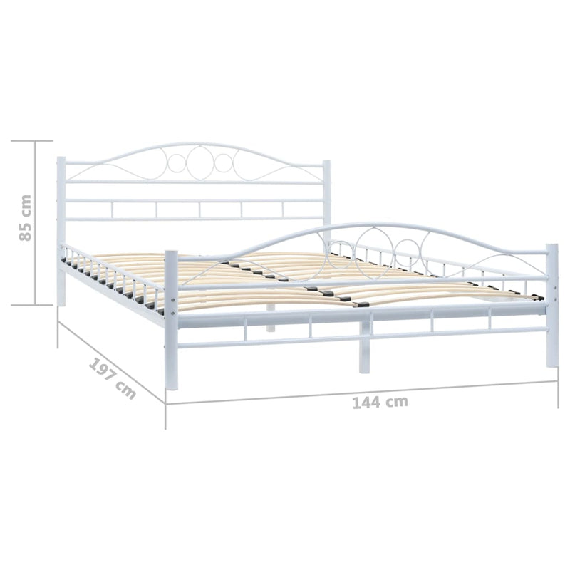 Bed Frame without Mattress White Metal 137x187 cm Double Payday Deals