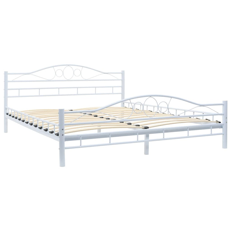 Bed Frame without Mattress White Metal 153x203 cm Queen Payday Deals