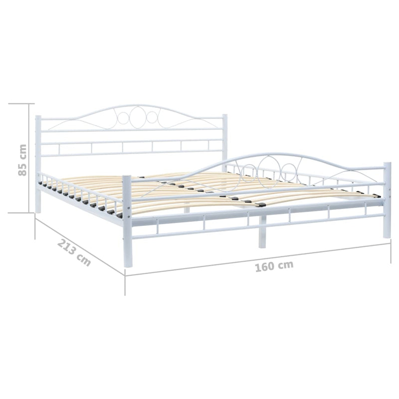 Bed Frame without Mattress White Metal 153x203 cm Queen Payday Deals