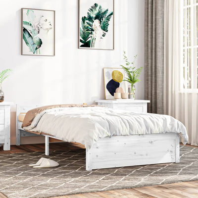 Bed Frame without Mattress White Solid Wood 90x190 cm Payday Deals