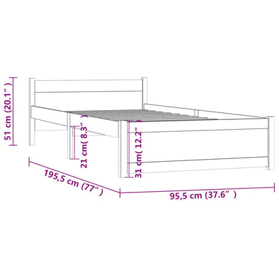 Bed Frame without Mattress White Solid Wood 90x190 cm Payday Deals