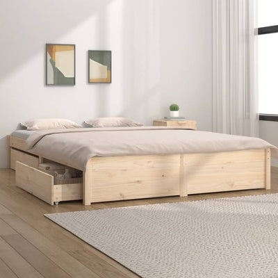 Bed Frame without Mattress with Drawers 135x190 cm Payday Deals
