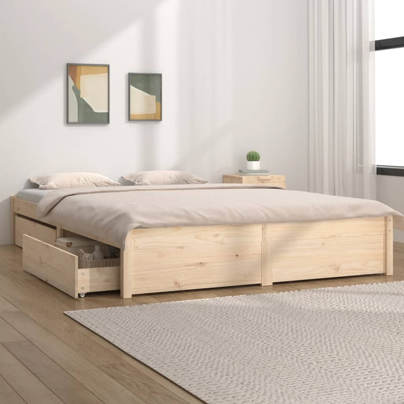 Bed Frame without Mattress with Drawers 135x190 cm Payday Deals