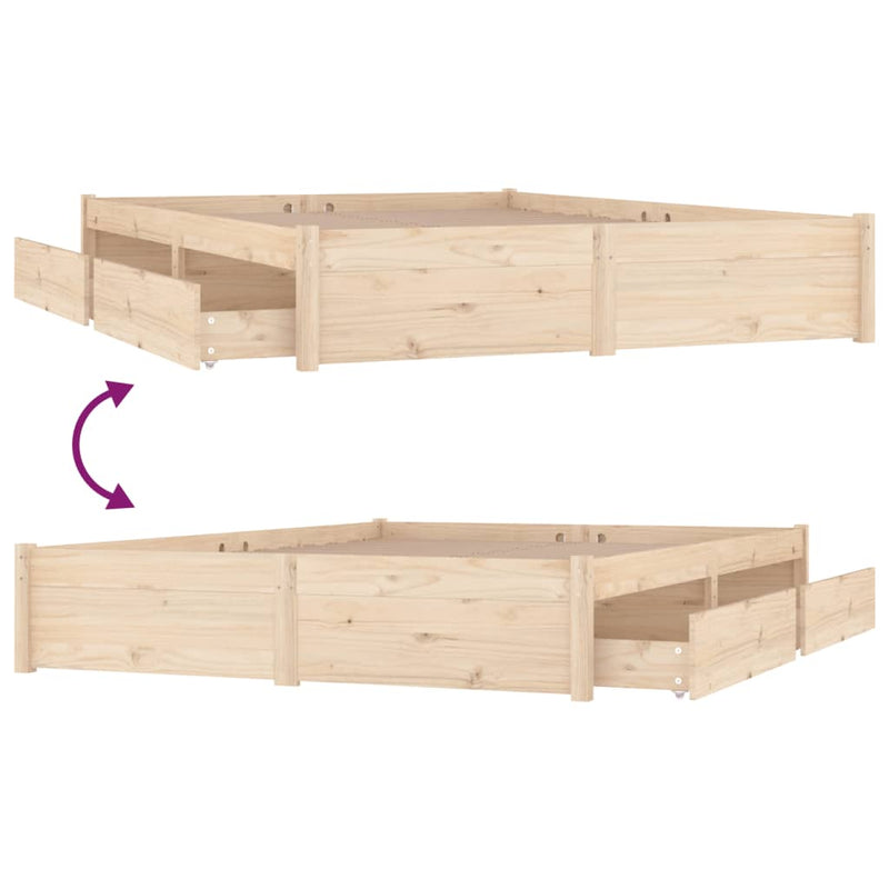 Bed Frame without Mattress with Drawers 135x190 cm Payday Deals