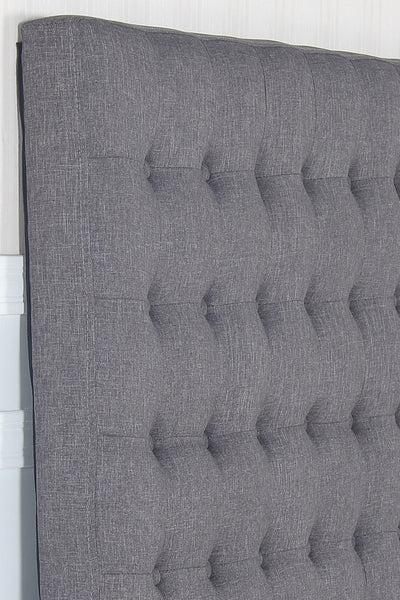 Bed Head King Charcoal Headboard Upholstery Fabric Tufted Buttons Payday Deals