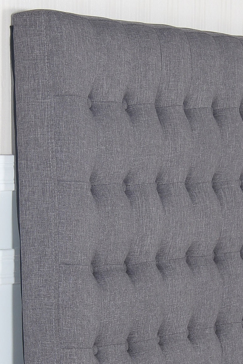 Bed Head King Charcoal Headboard Upholstery Fabric Tufted Buttons Payday Deals