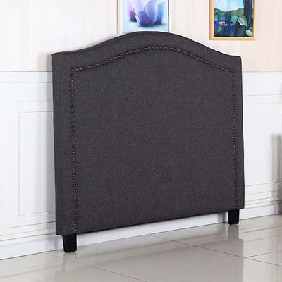 Bed Head Queen Size Charcoal Headboard with Curved Design Upholstery Linen Fabric Payday Deals