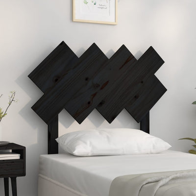 Bed Headboard Black 92 cm Single Solid Wood Pine