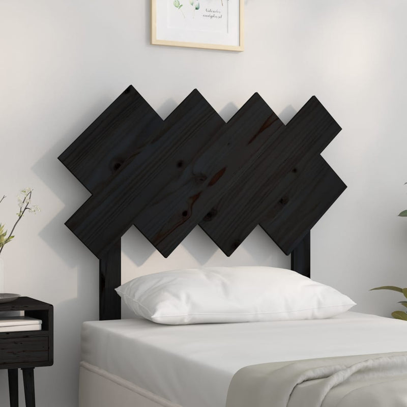 Bed Headboard Black 92 cm Single Solid Wood Pine Payday Deals