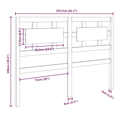 Bed Headboard White 155.5 cm Solid Wood Pine Payday Deals