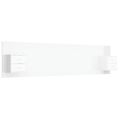 Bed Headboard with Cabinets High Gloss White 240 cm Engineered Wood Payday Deals