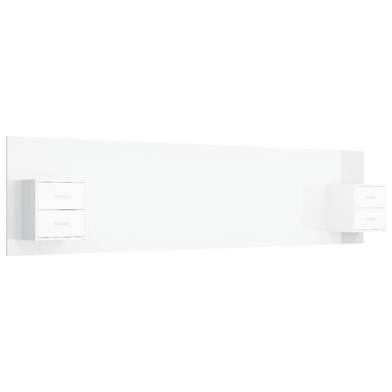 Bed Headboard with Cabinets High Gloss White 240 cm Engineered Wood Payday Deals