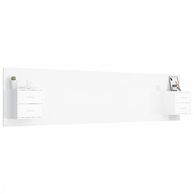 Bed Headboard with Cabinets High Gloss White 240 cm Engineered Wood Payday Deals