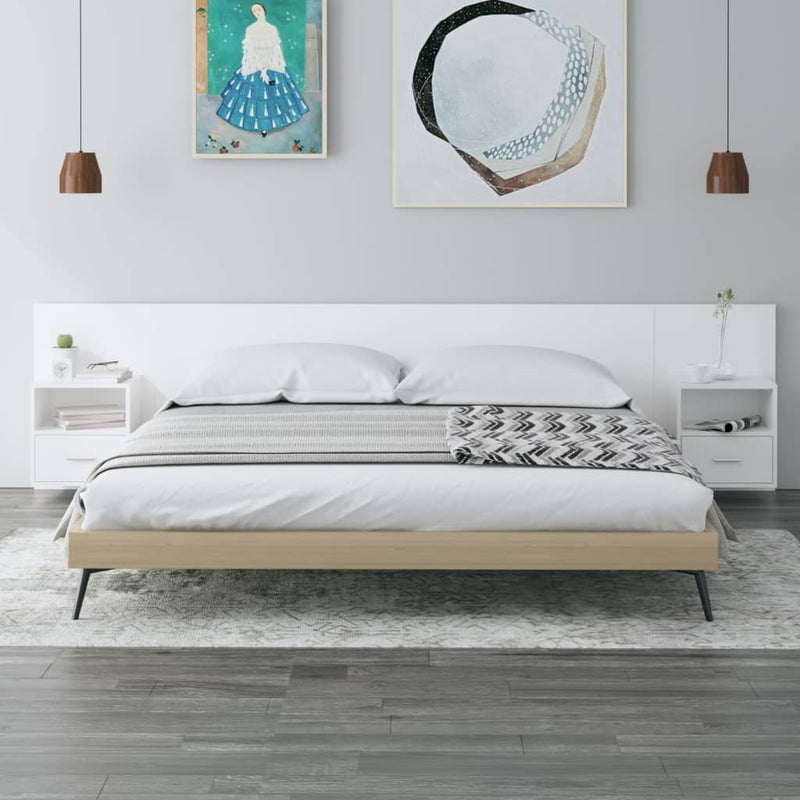 Bed Headboard with Cabinets White 200 cm Engineered Wood Payday Deals