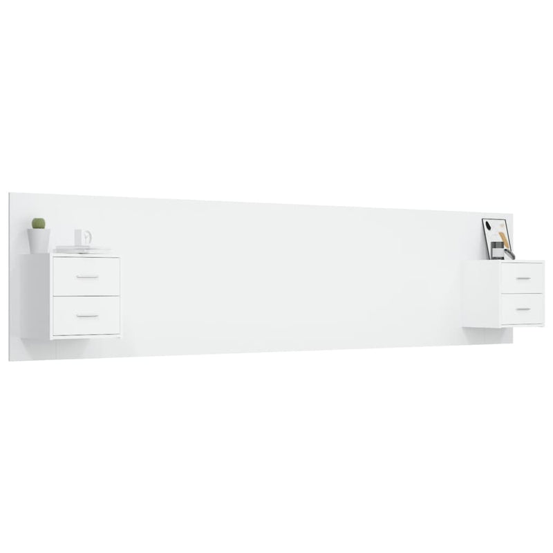 Bed Headboard with Cabinets White 240 cm Engineered Wood Payday Deals