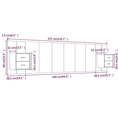 Bed Headboard with Cabinets White 240 cm Engineered Wood Payday Deals