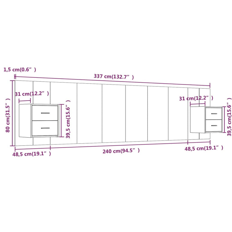 Bed Headboard with Cabinets White 240 cm Engineered Wood Payday Deals