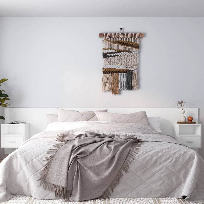 Bed Headboard with Cabinets White 240 cm Engineered Wood Payday Deals