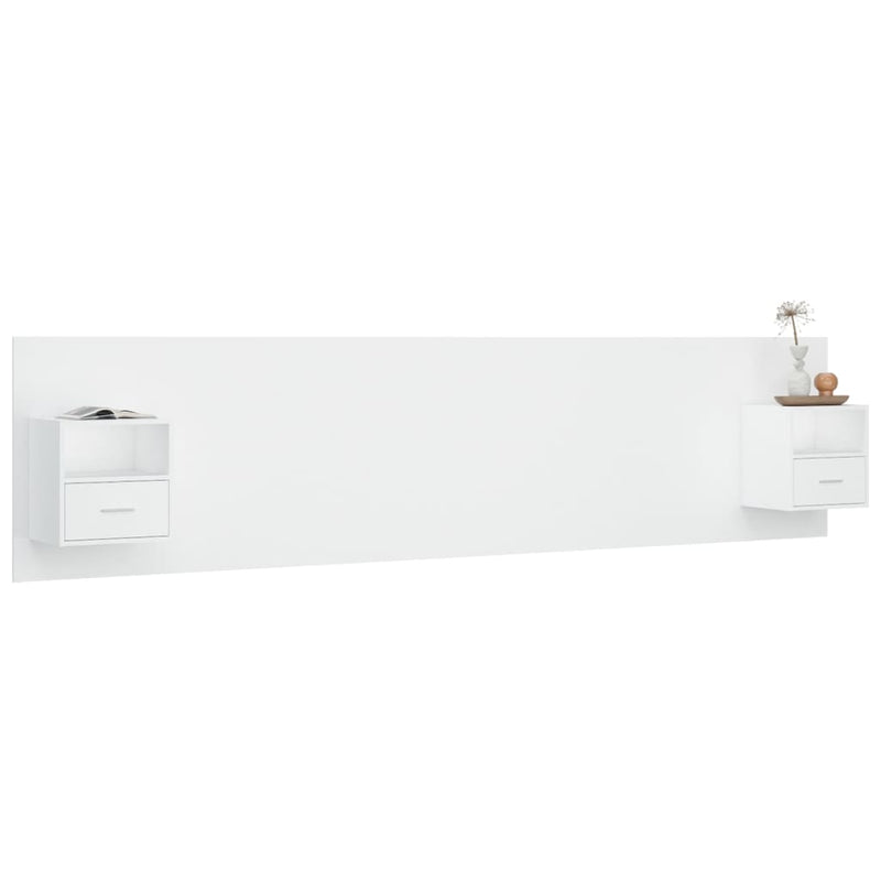 Bed Headboard with Cabinets White 240 cm Engineered Wood Payday Deals