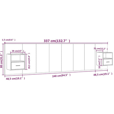 Bed Headboard with Cabinets White 240 cm Engineered Wood Payday Deals