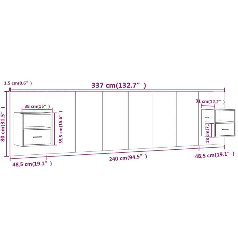 Bed Headboard with Cabinets White 240 cm Engineered Wood Payday Deals