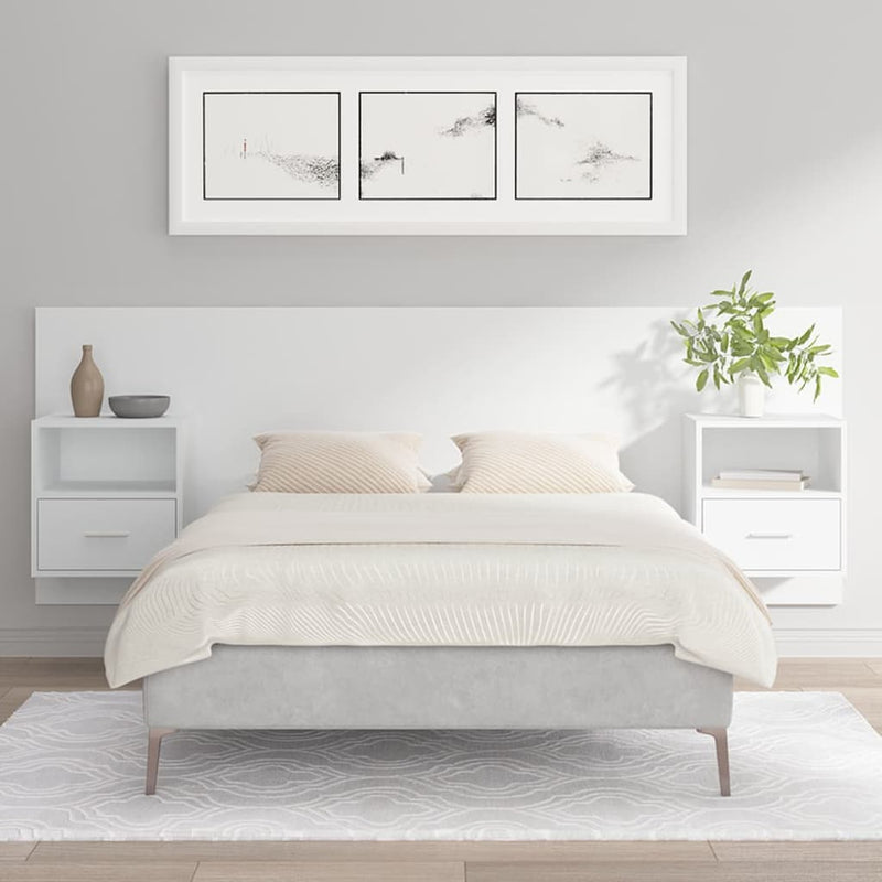 Bed Headboard with Cabinets White Engineered Wood Payday Deals