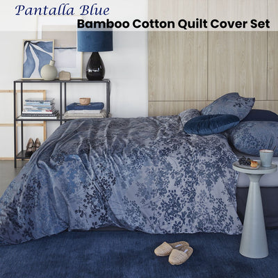 Bedding House Pantalla Blue Bamboo Cotton Quilt Cover Set King Payday Deals