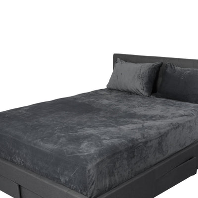 Bedding Set Ultrasoft Fitted Bed Sheet with Pillowcases Dark Grey King Payday Deals